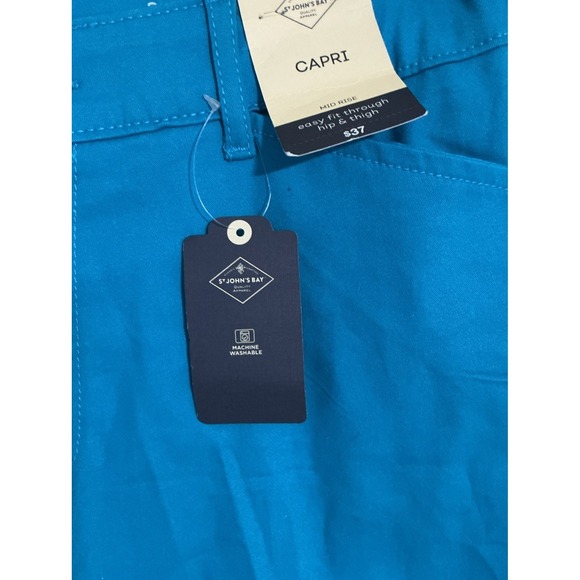St Johns Bay Capri Jeans 8 Mid Rise Slender Aqua Sail Denim Stretch NWT JCPenney - Picture 2 of 10